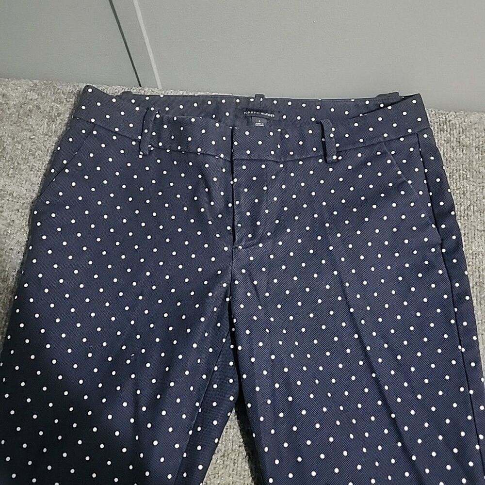 Tommy Hilfiger Denim Jeans Womens Size 4 Blue Polka Dot Print Stretch Straight - Picture 6 of 14